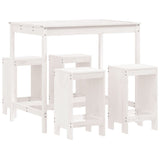 5 Piece Garden Bar Set White Solid Wood Pine