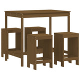 5 Piece Garden Bar Set Honey Brown Solid Wood Pine