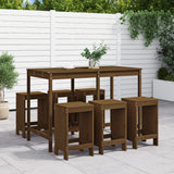 7 Piece Garden Bar Set Honey Brown Solid Wood Pine