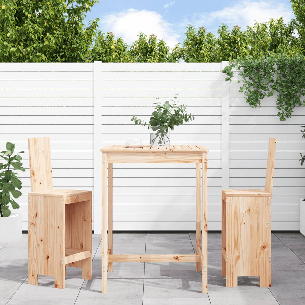 3 Piece Garden Bar Set Solid Wood Pine