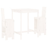 3 Piece Garden Bar Set White Solid Wood Pine