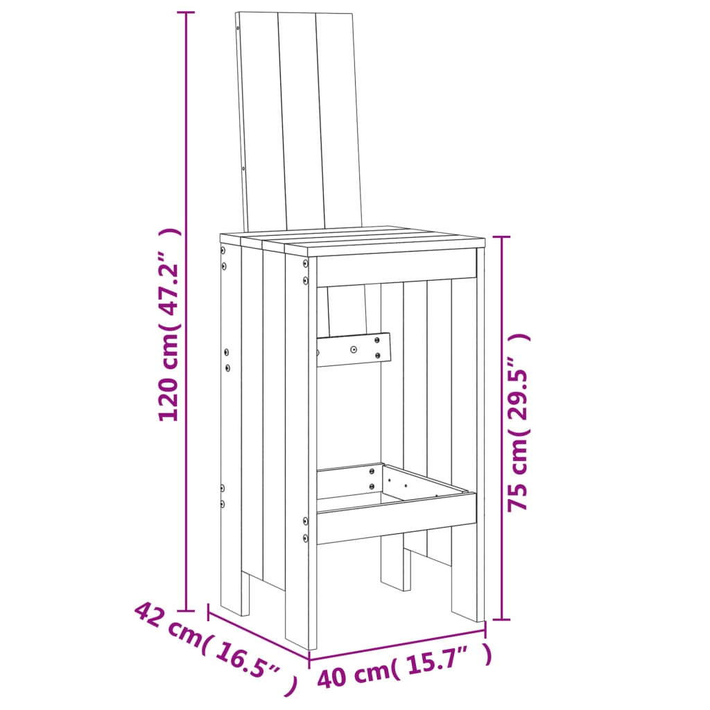 3 Piece Garden Bar Set Honey Brown Solid Wood Pine