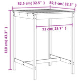 3 Piece Garden Bar Set Black Solid Wood Pine