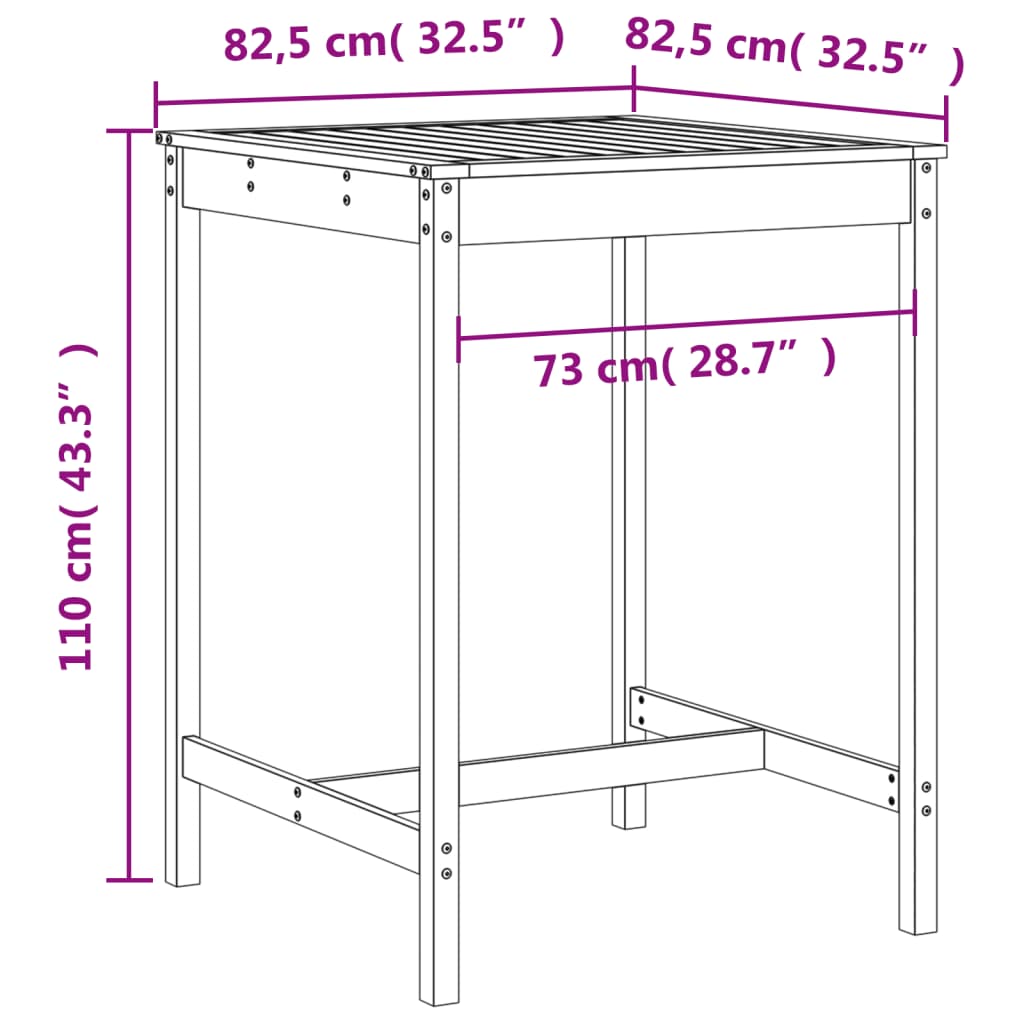 5 Piece Garden Bar Set Solid Wood Pine