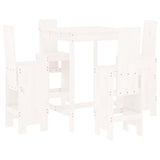 5 Piece Garden Bar Set White Solid Wood Pine