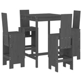 5 Piece Garden Bar Set Grey Solid Wood Pine