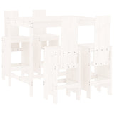 5 Piece Garden Bar Set White Solid Wood Pine