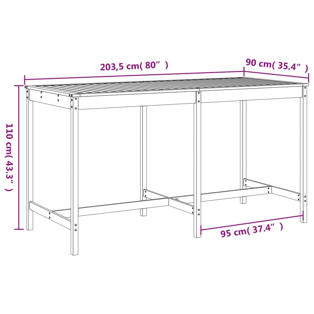 9 Piece Garden Bar Set Grey Solid Wood Pine