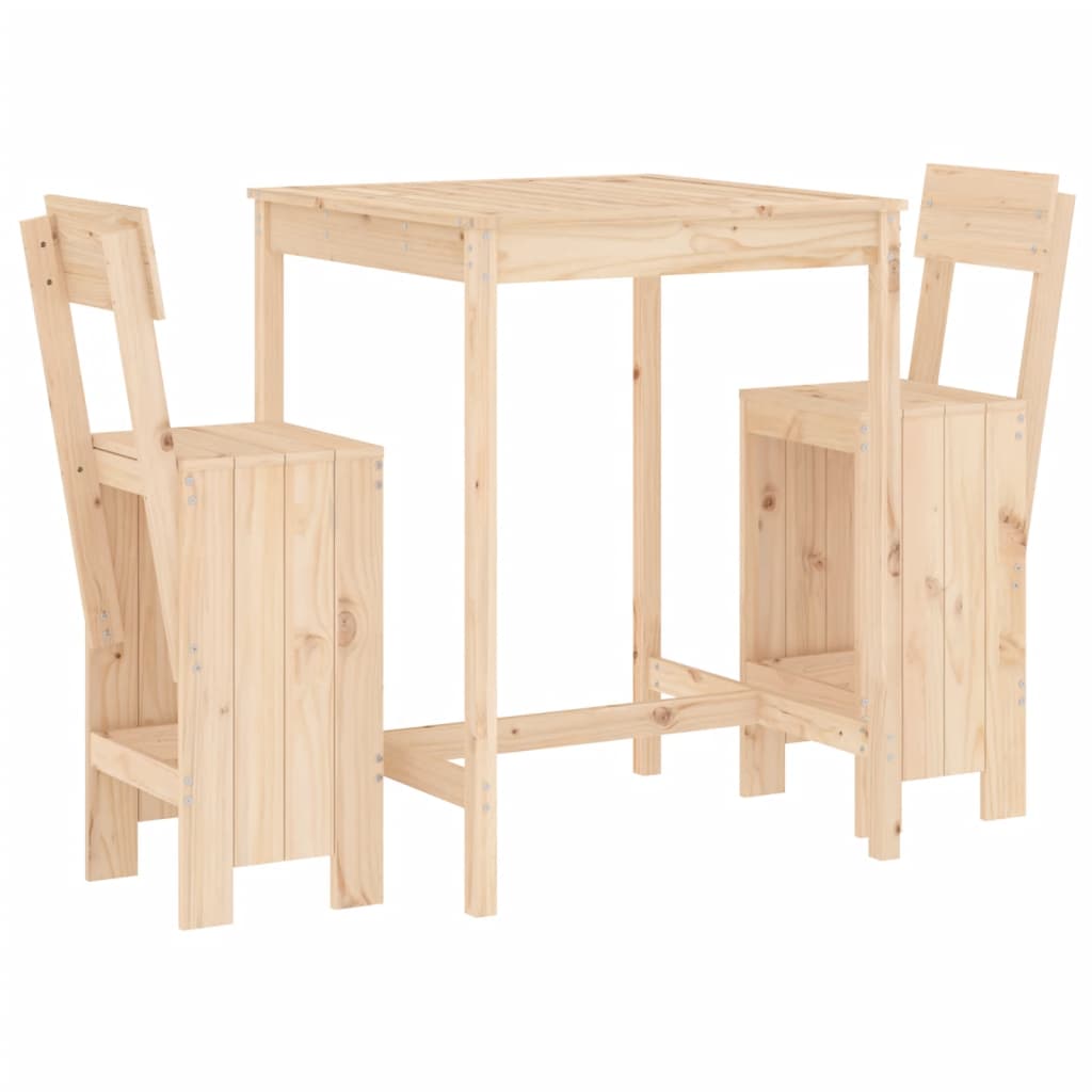 3 Piece Garden Bar Set Solid Wood Pine