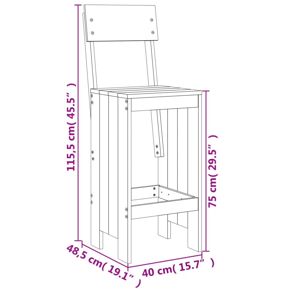 3 Piece Garden Bar Set Solid Wood Pine