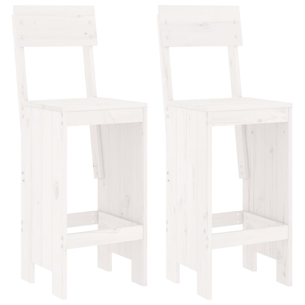 3 Piece Garden Bar Set White Solid Wood Pine