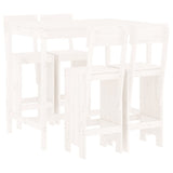 5 Piece Garden Bar Set White Solid Wood Pine