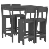 5 Piece Garden Bar Set Grey Solid Wood Pine