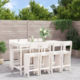 9 Piece Garden Bar Set White Solid Wood Pine