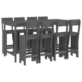 9 Piece Garden Bar Set Grey Solid Wood Pine