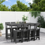 9 Piece Garden Bar Set Grey Solid Wood Pine