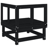 Garden Corner Sofa Black Solid Wood Pine