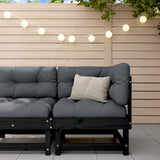 Garden Corner Sofa Black Solid Wood Pine