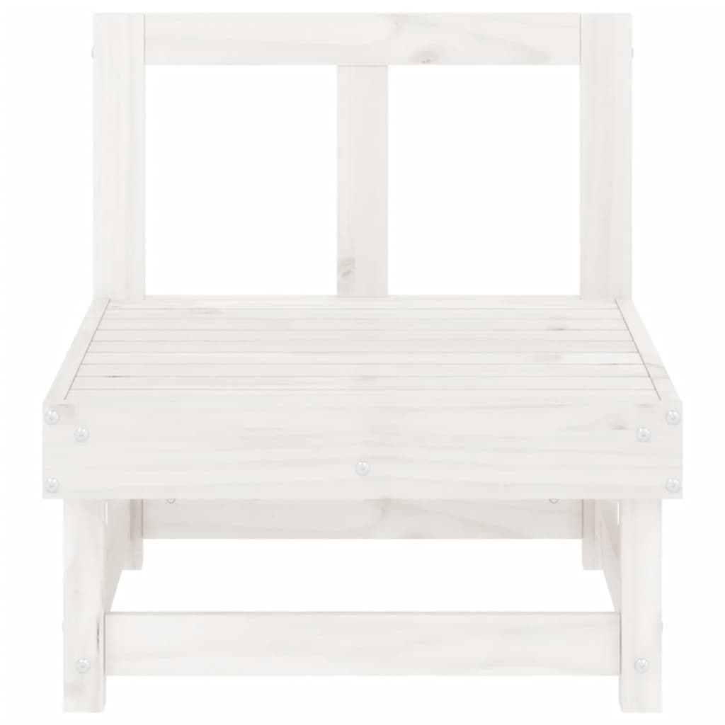 Garden Middle Sofa White Solid Wood Pine