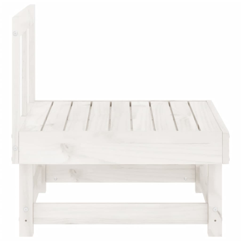 Garden Middle Sofa White Solid Wood Pine