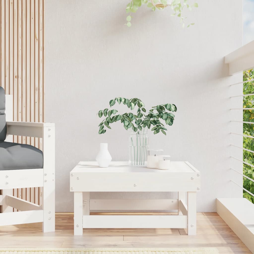 Garden Footstool White Solid Wood Pine