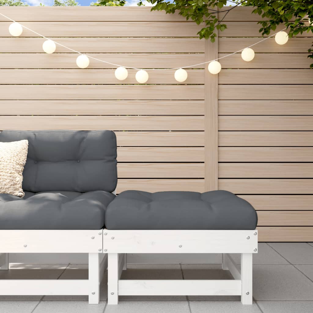 Garden Footstool White Solid Wood Pine