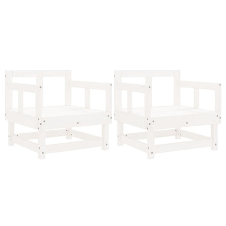 Garden Chairs 2 pcs White Solid Wood Pine