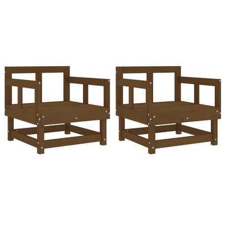 Garden Chairs 2 pcs Honey Brown Solid Wood Pine