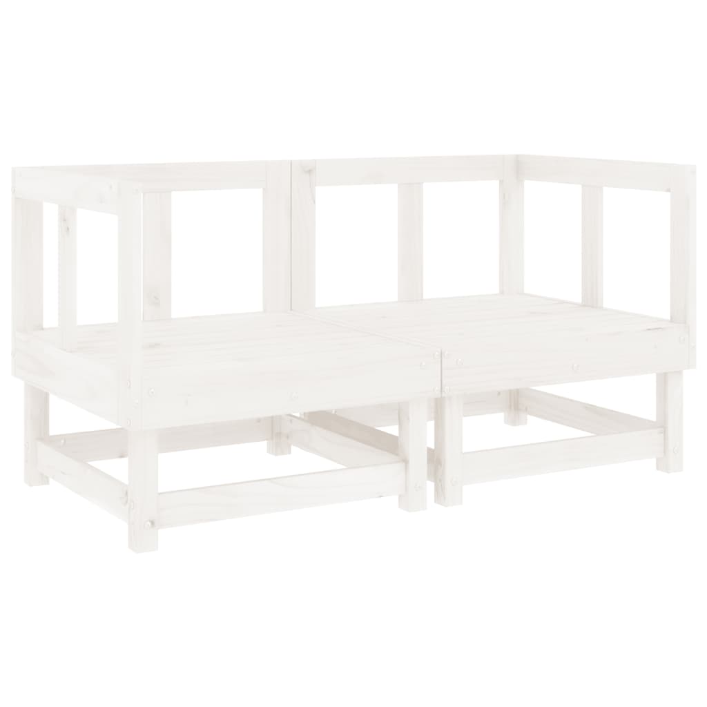 Garden Corner Sofas 2 pcs White Solid Wood Pine