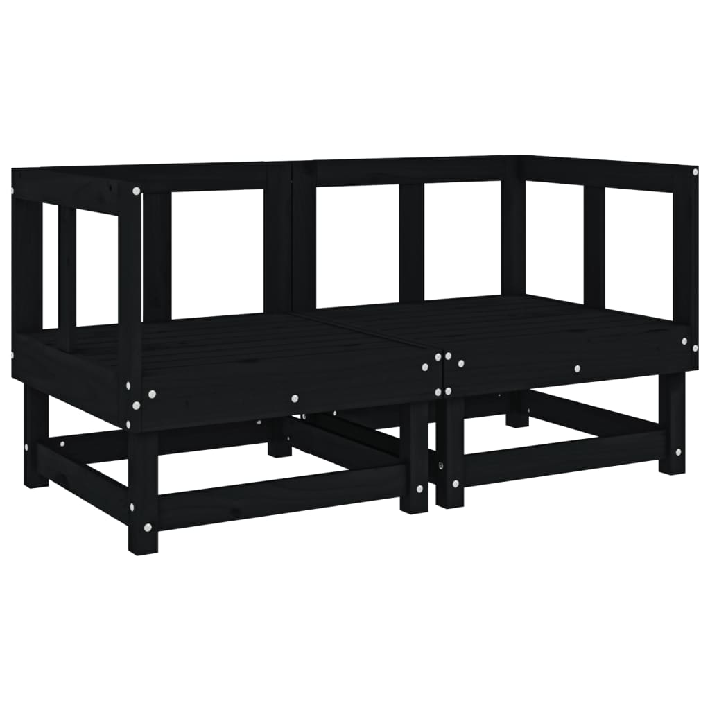 Garden Corner Sofas 2 pcs Black Solid Wood Pine