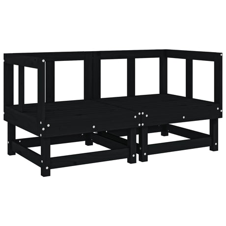 Garden Corner Sofas 2 pcs Black Solid Wood Pine