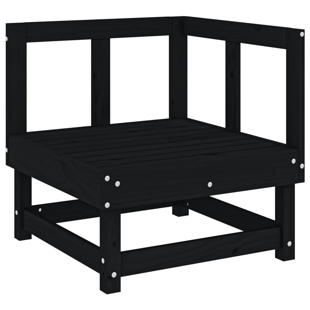 Garden Corner Sofas 2 pcs Black Solid Wood Pine