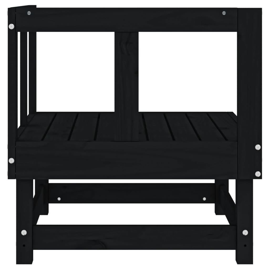 Garden Corner Sofas 2 pcs Black Solid Wood Pine