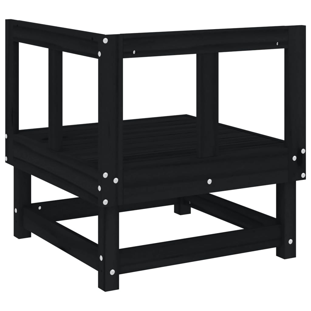 Garden Corner Sofas 2 pcs Black Solid Wood Pine