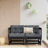 Garden Corner Sofas 2 pcs Black Solid Wood Pine