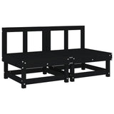 Garden Middle Sofas 2 pcs Black Solid Wood Pine