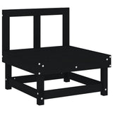 Garden Middle Sofas 2 pcs Black Solid Wood Pine