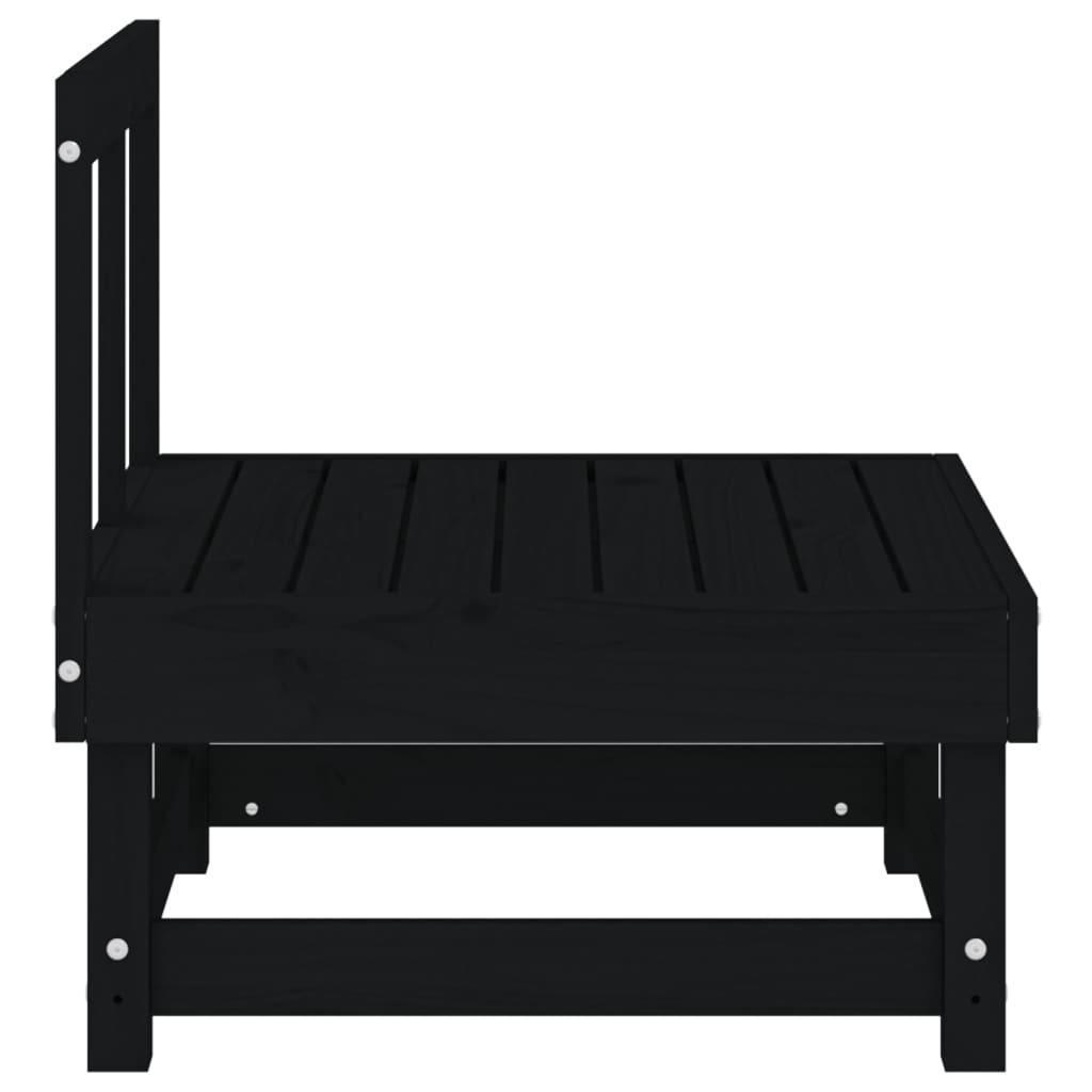 Garden Middle Sofas 2 pcs Black Solid Wood Pine