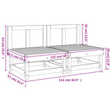 Garden Middle Sofas 2 pcs Black Solid Wood Pine