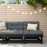 Garden Middle Sofas 2 pcs Black Solid Wood Pine