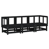 3 Piece Garden Lounge Set Black Solid Wood Pine