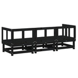 3 Piece Garden Lounge Set Black Solid Wood Pine