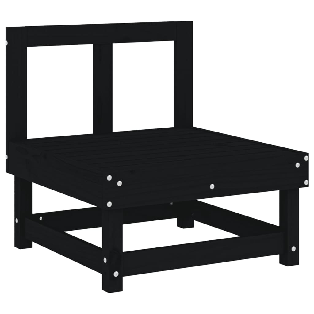 3 Piece Garden Lounge Set Black Solid Wood Pine