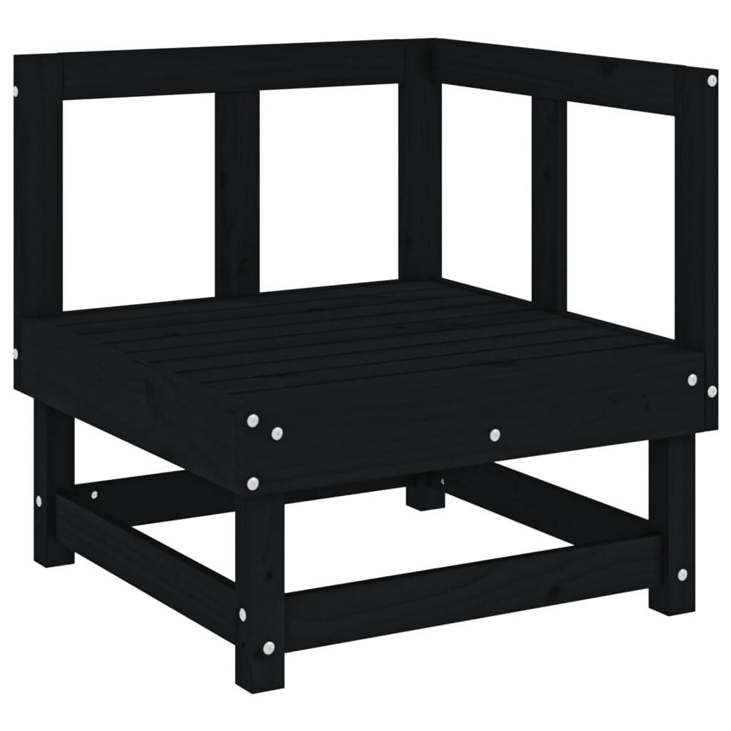 3 Piece Garden Lounge Set Black Solid Wood Pine