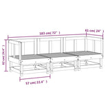 3 Piece Garden Lounge Set Black Solid Wood Pine