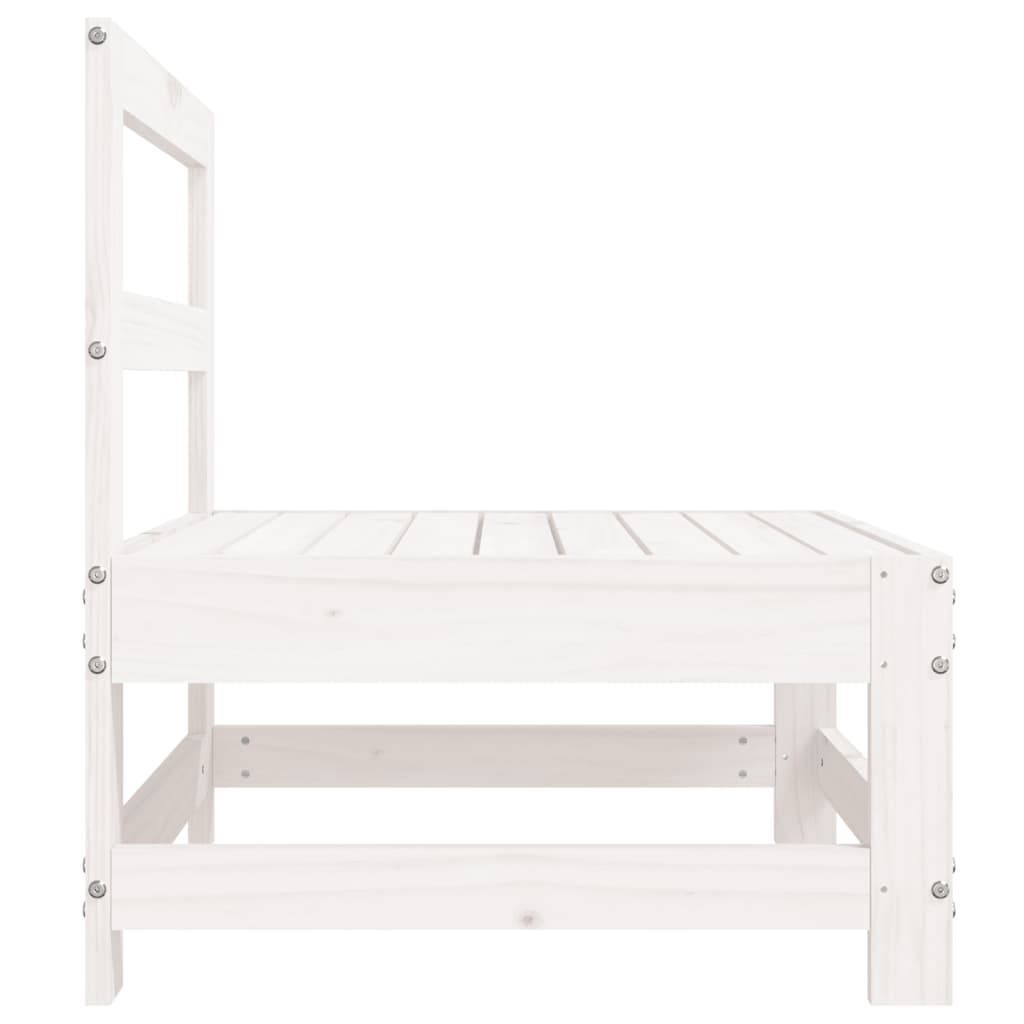 Garden Middle Sofa White Solid Wood Pine