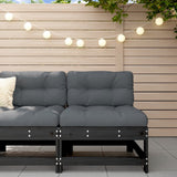 Garden Middle Sofa Black Solid Wood Pine