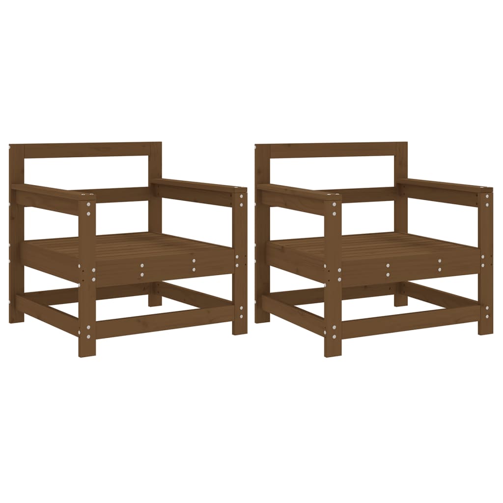 Garden Chairs 2 pcs Honey Brown Solid Wood Pine