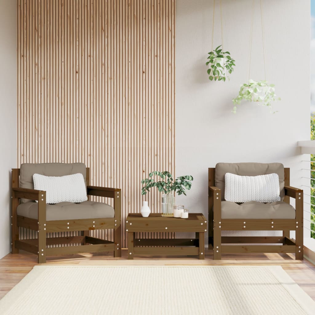 Garden Chairs 2 pcs Honey Brown Solid Wood Pine