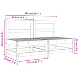 Garden Middle Sofas 2 pcs White Solid Wood Pine